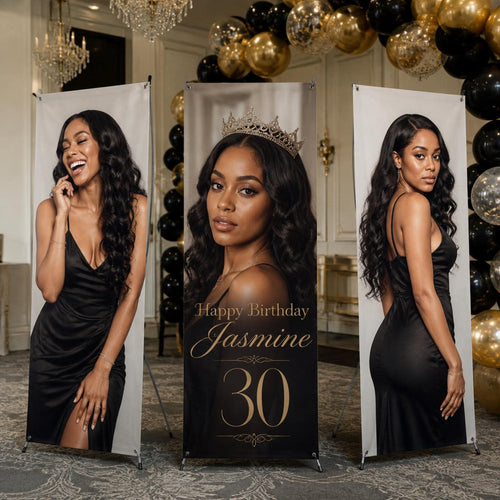 Personalized Birthday X Banner Stand Set