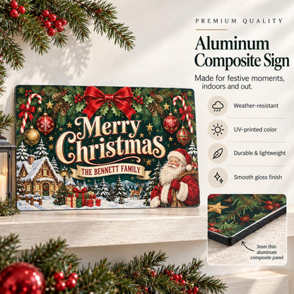 Aluminum-composite sign material and finish information.