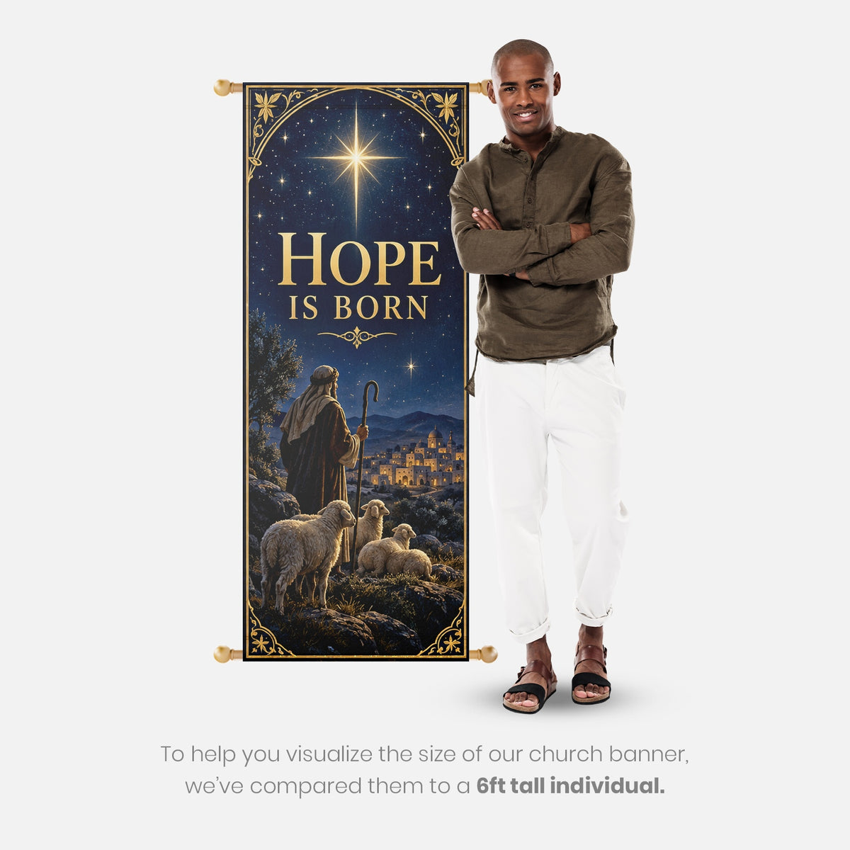Christmas Church Banners – O Holy Night — original church banner mockup 3