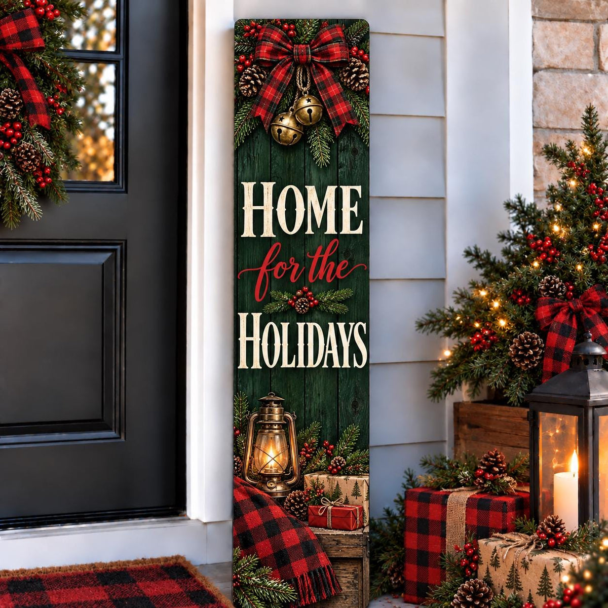 Home for the Holidays Christmas aluminum porch sign — gallery image 1.