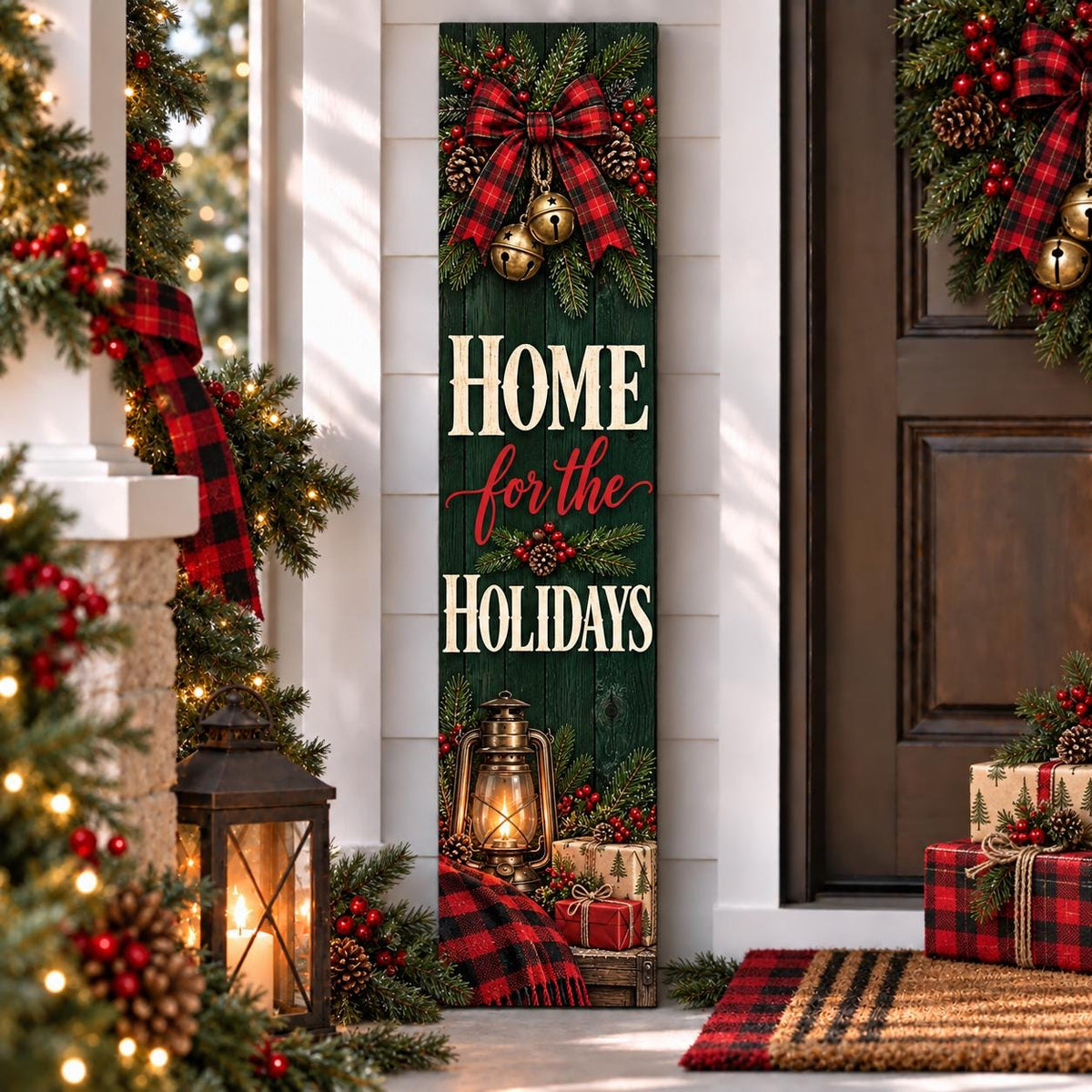 Home for the Holidays Christmas aluminum porch sign — gallery image 2.