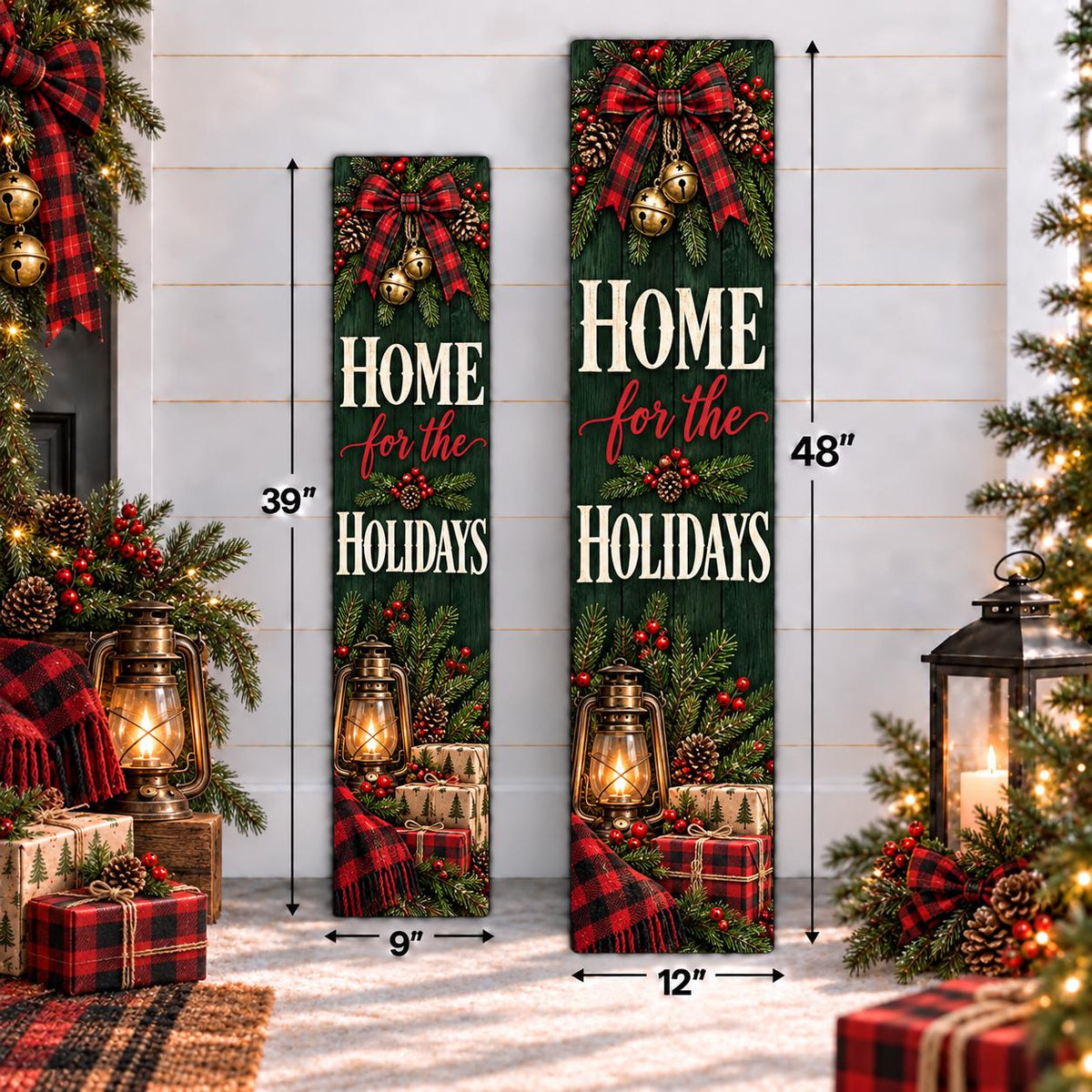 Home for the Holidays Christmas aluminum porch sign — gallery image 4.