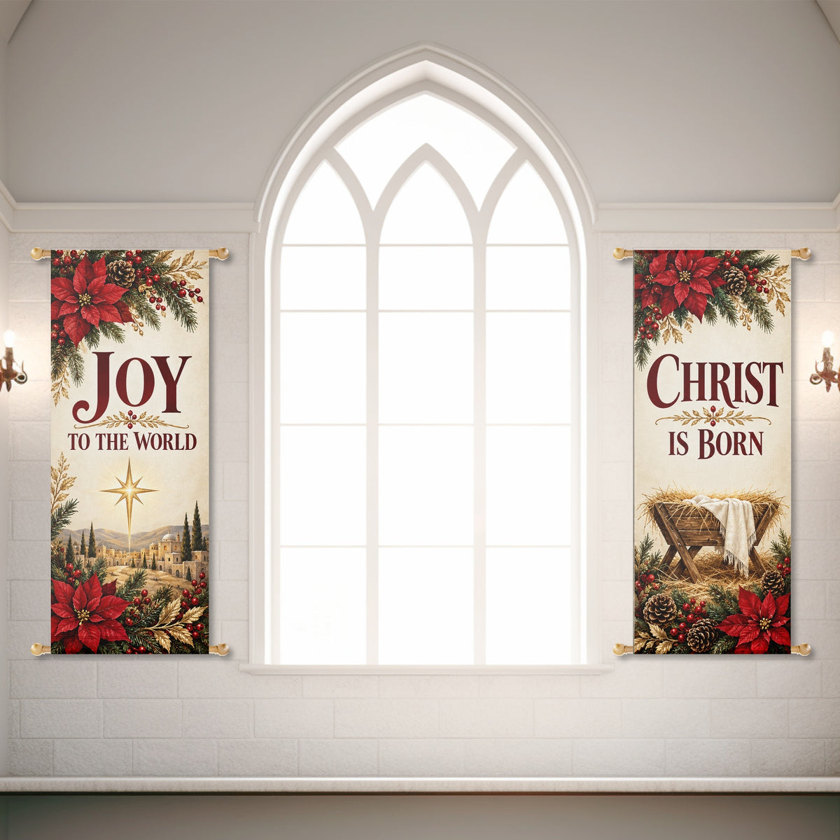Christmas Church Banners – Joy to the World — original church banner mockup 4