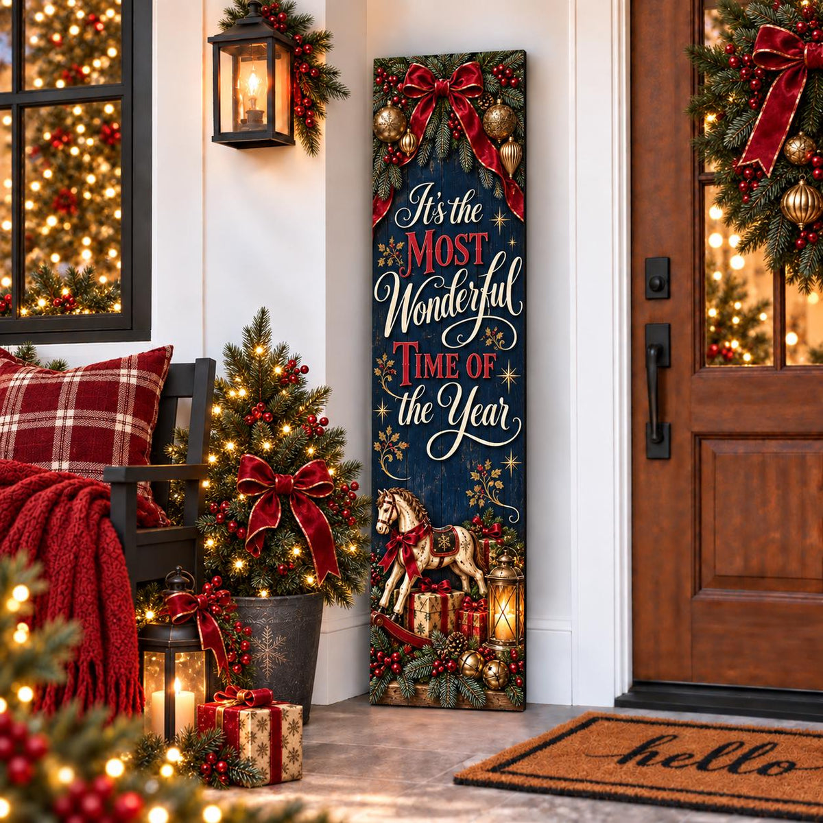 Most Wonderful Time of the Year Christmas aluminum porch sign — gallery image 10.