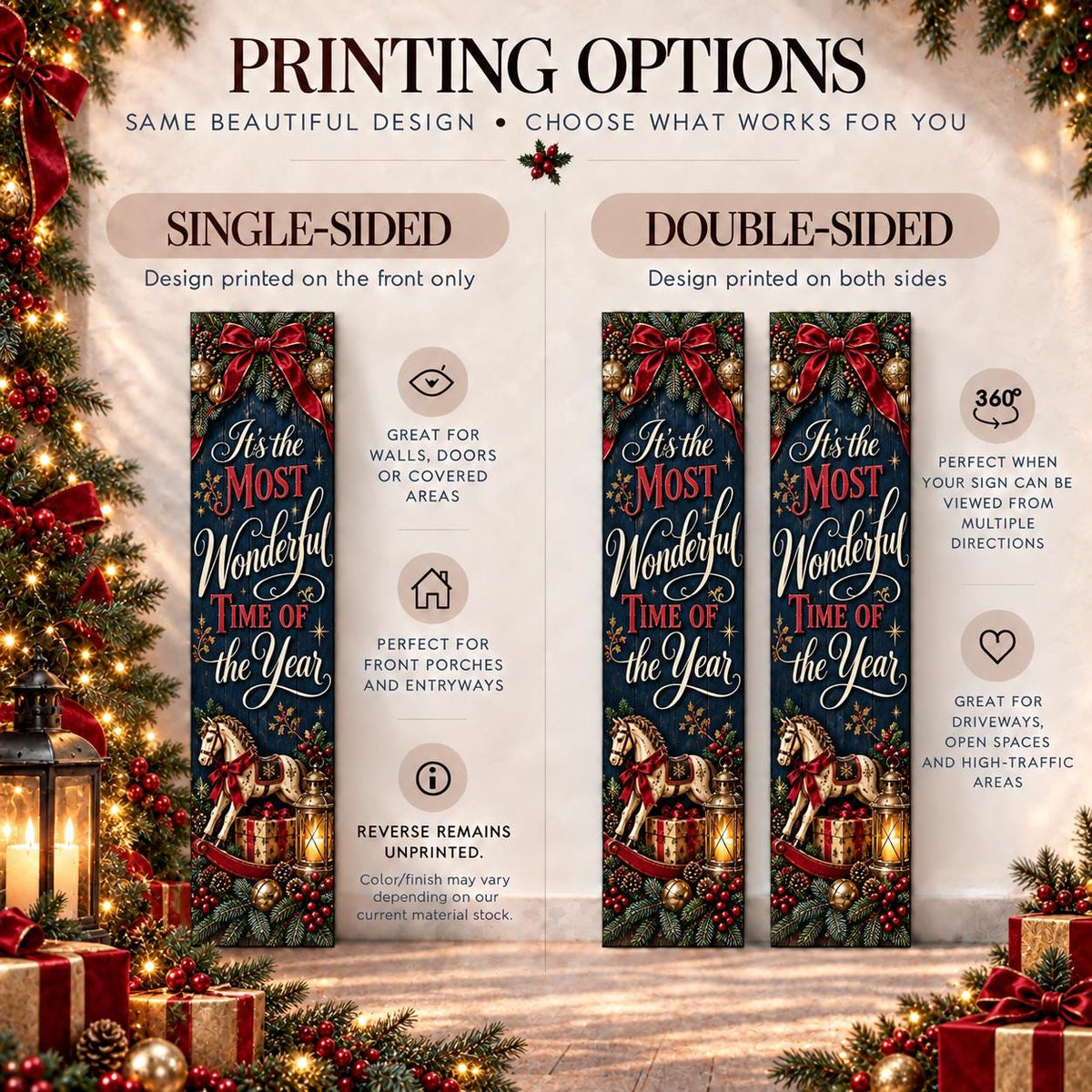 Most Wonderful Time of the Year Christmas aluminum porch sign — gallery image 11.