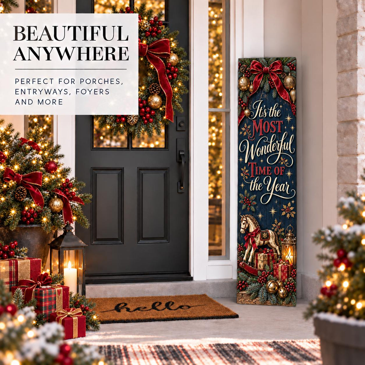 Most Wonderful Time of the Year Christmas aluminum porch sign — gallery image 12.