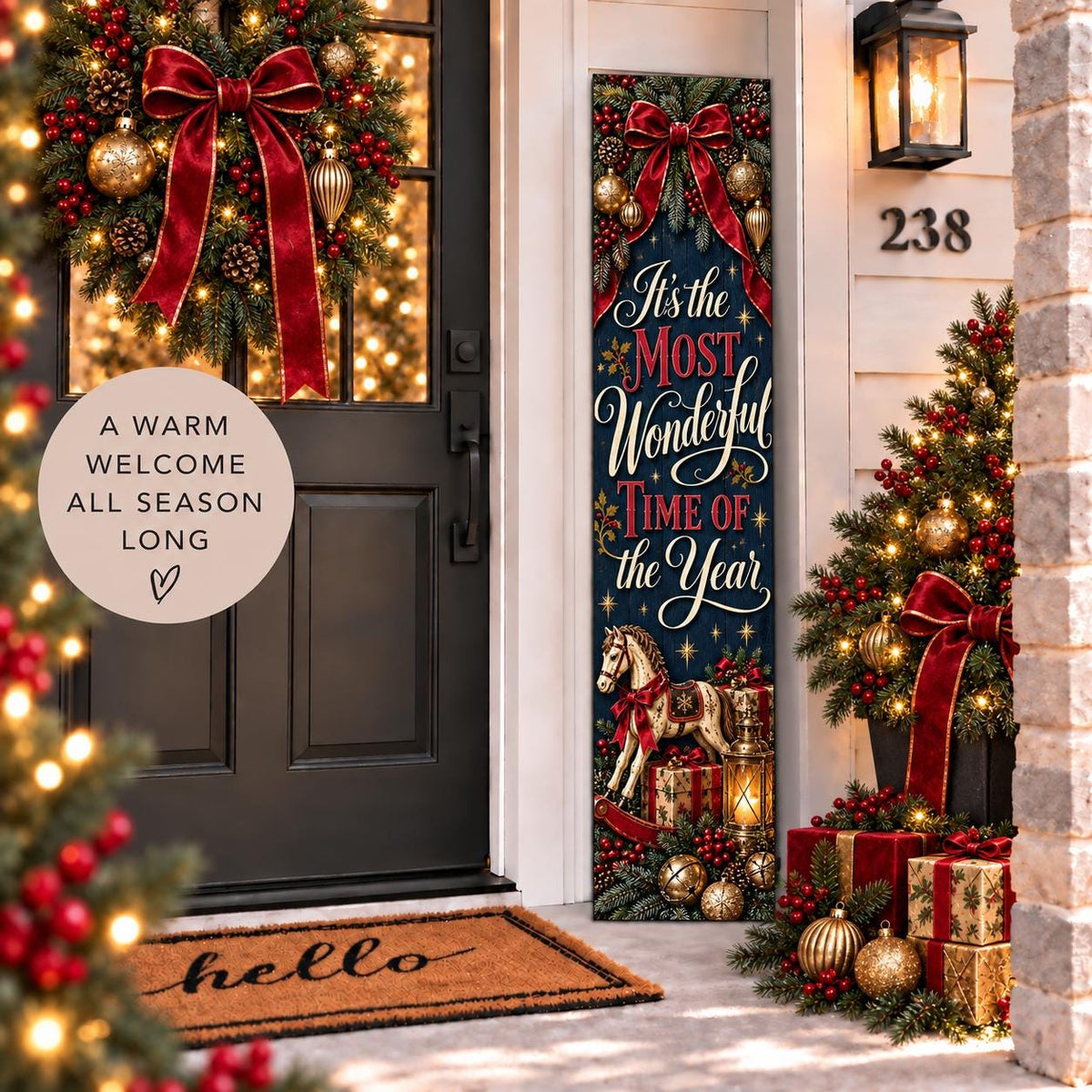 Most Wonderful Time of the Year Christmas aluminum porch sign — gallery image 14.