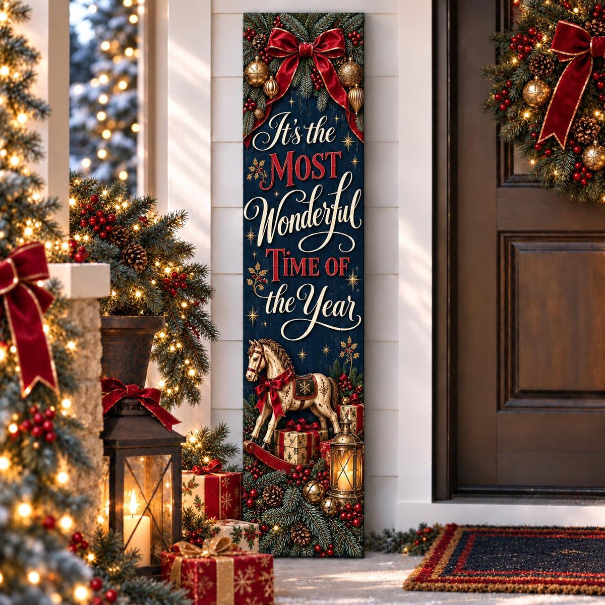 Most Wonderful Time of the Year Christmas aluminum porch sign — gallery image 2.