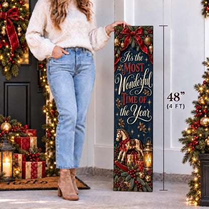 Most Wonderful Time of the Year Christmas aluminum porch sign — gallery image 3.