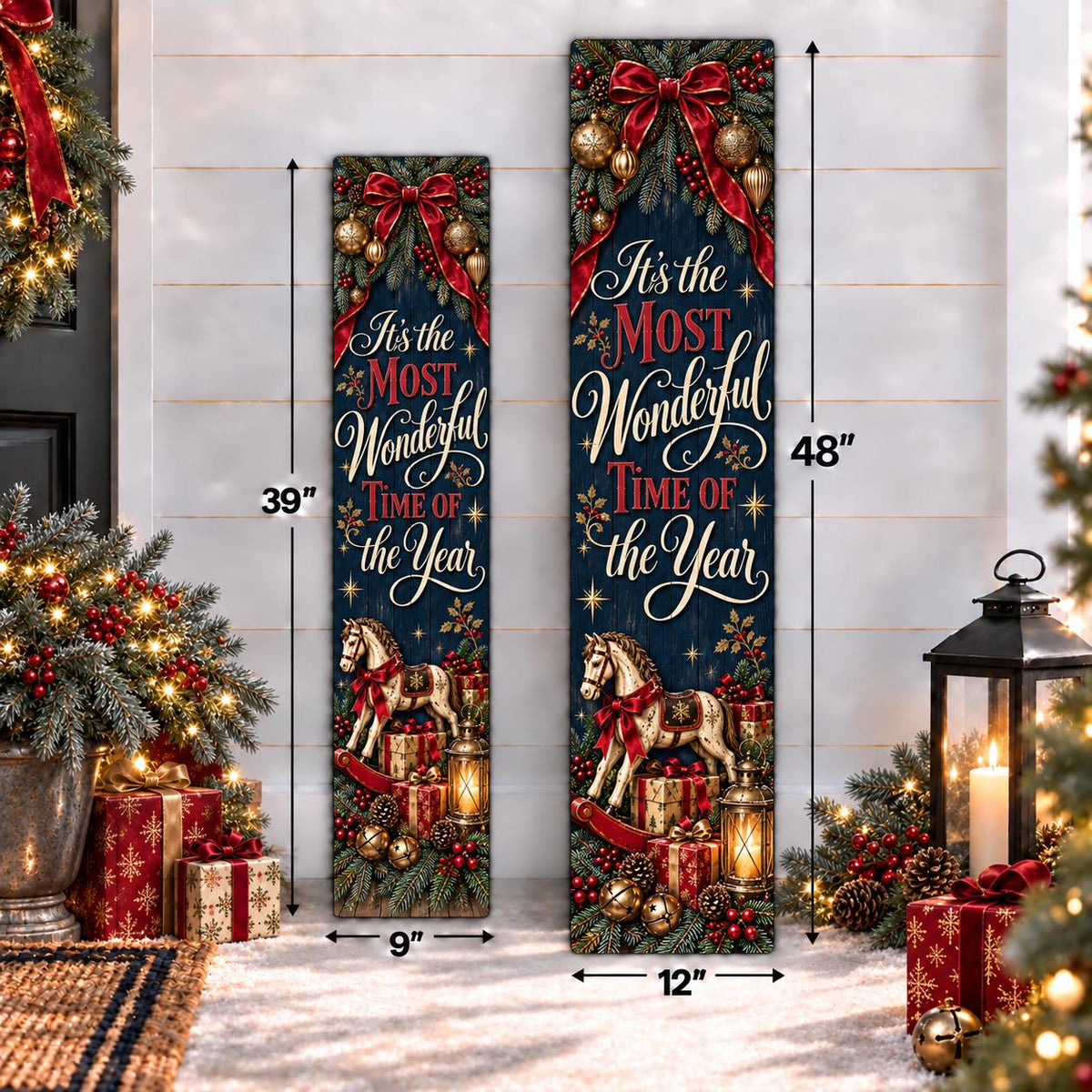 Most Wonderful Time of the Year Christmas aluminum porch sign — gallery image 4.