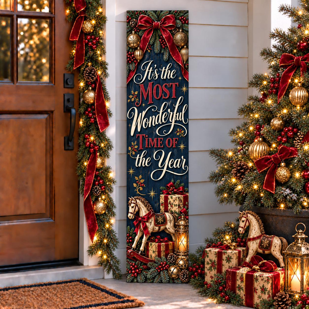 Most Wonderful Time of the Year Christmas aluminum porch sign — gallery image 5.