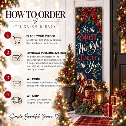 Most Wonderful Time of the Year Christmas aluminum porch sign — gallery image 6.