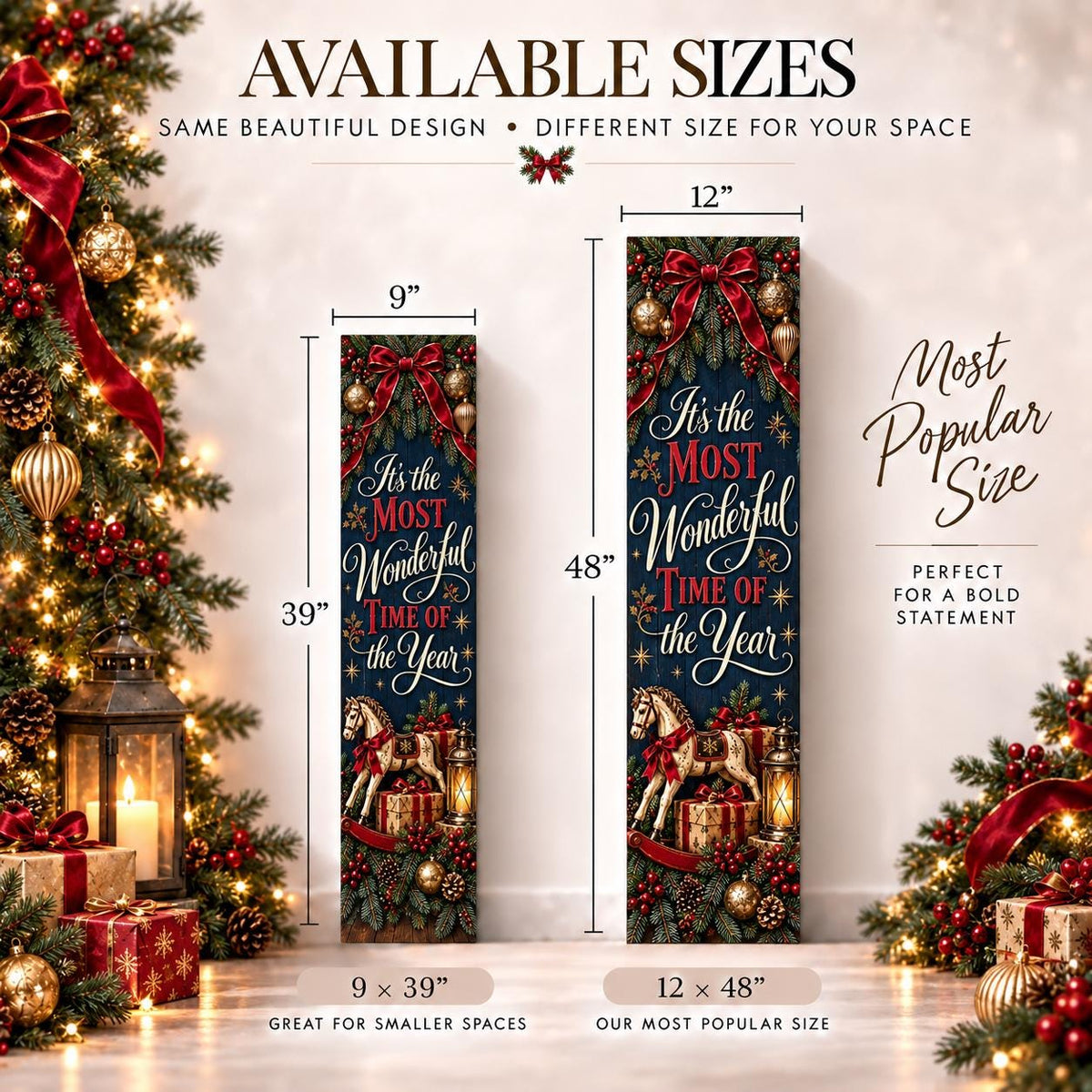 Most Wonderful Time of the Year Christmas aluminum porch sign — gallery image 9.