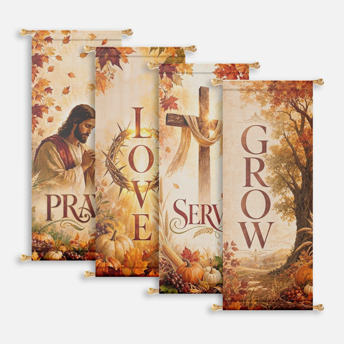 Fall Church Banners – Pray, Love, Serve & Grow — original mockup 1