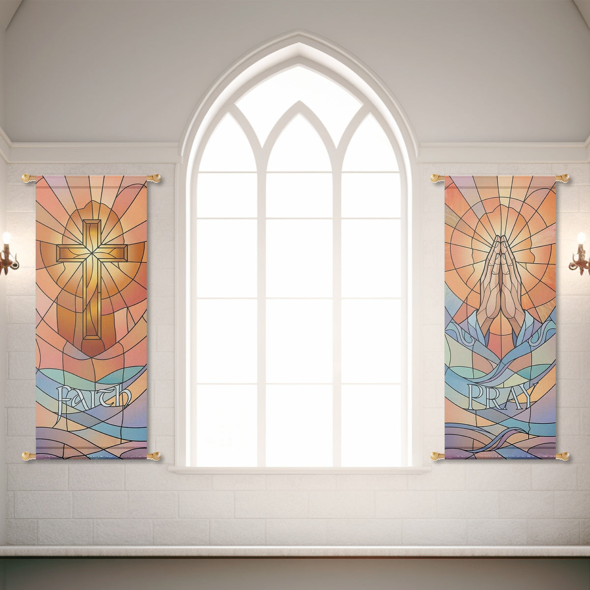 Church Banners – Faith, Pray, Hope & Love — original mockup 4
