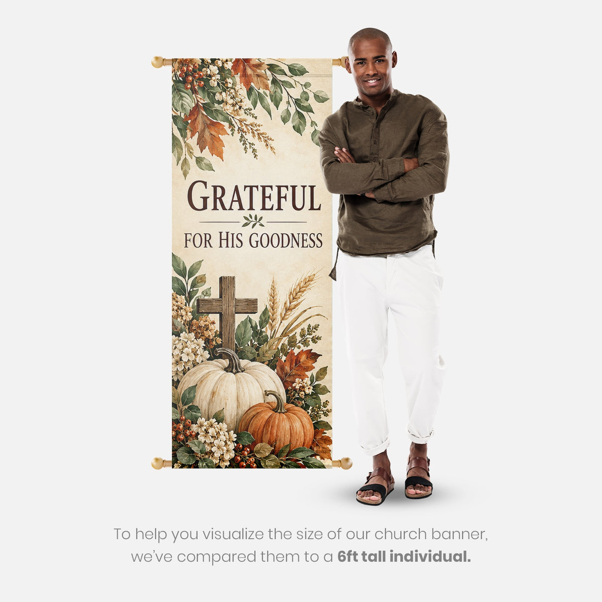 Fall Church Banners – Grateful, Thankful & Blessed — original church banner mockup 3