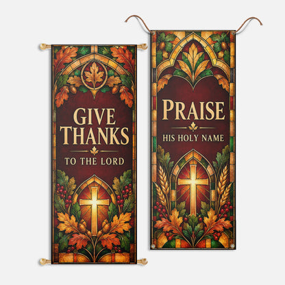 Fall Church Banners – Give Thanks — original church banner mockup 2