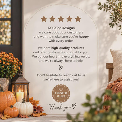 Baloe Designs customer care and custom design information.