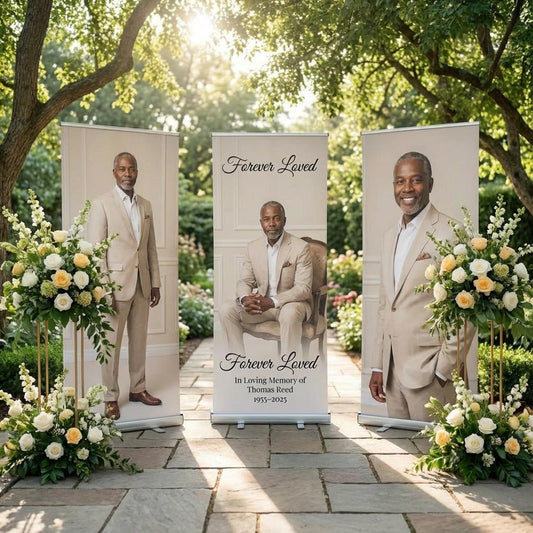 Memorial set of 3 retractable banners