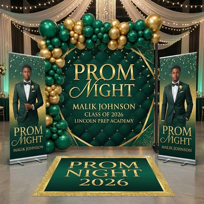 Prom & Graduation Decor Bundle (Backdrop + Floor Decal + Banners)