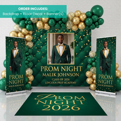 Prom & Graduation Decor Bundle (Backdrop + Floor Decal + Banners)