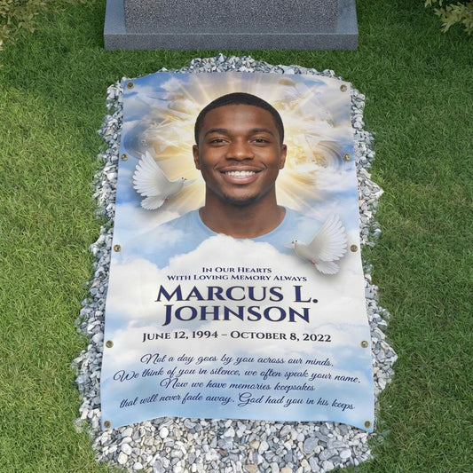 Custom memorial grave blanket