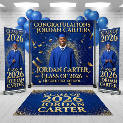 Prom & Graduation Decor Bundle (Backdrop + Floor Decal + Banners)