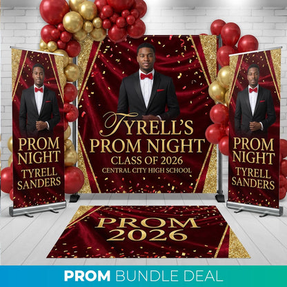 Prom & Graduation Decor Bundle (Backdrop + Floor Decal + Banners)