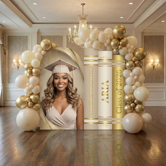 Ivory and gold custom graduation board display