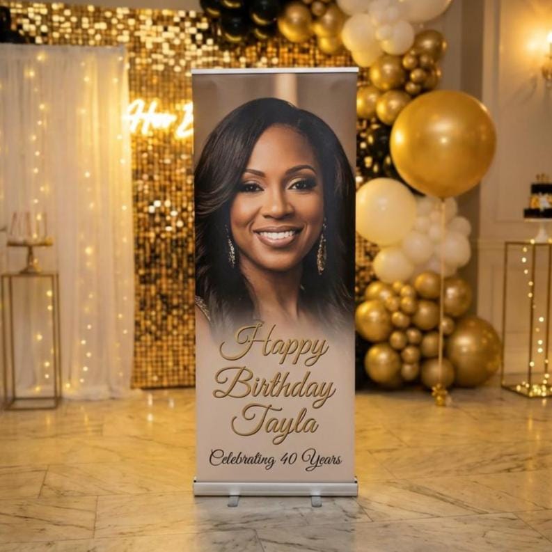 Custom birthday retractable banner