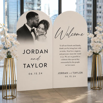 Custom arched wedding board display