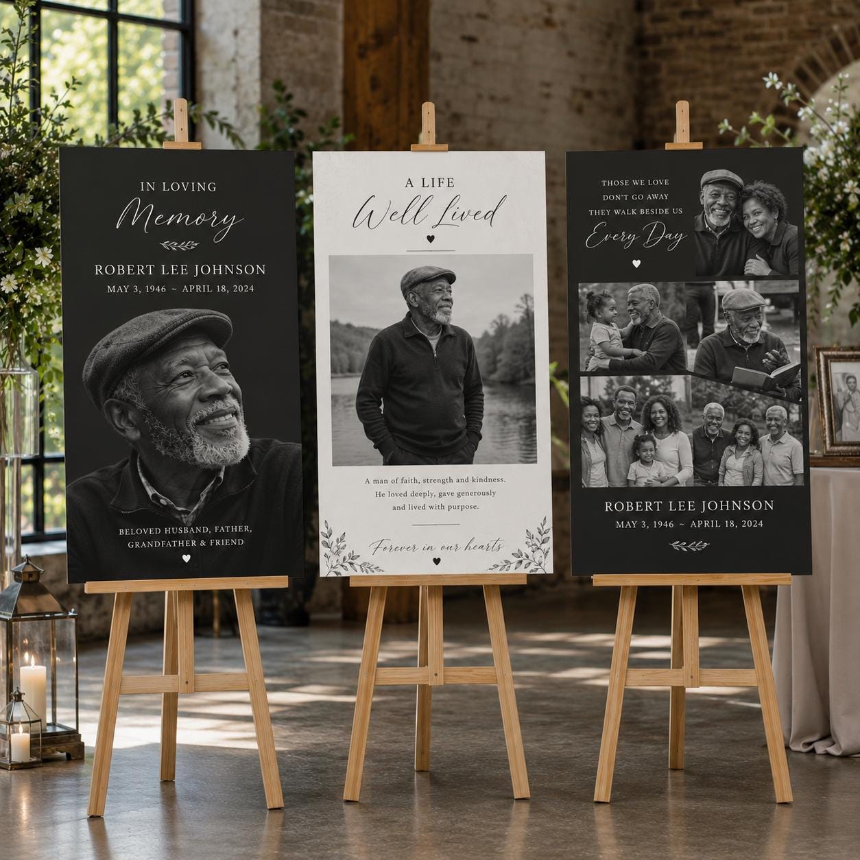 Memorial foam board sign set of 3
