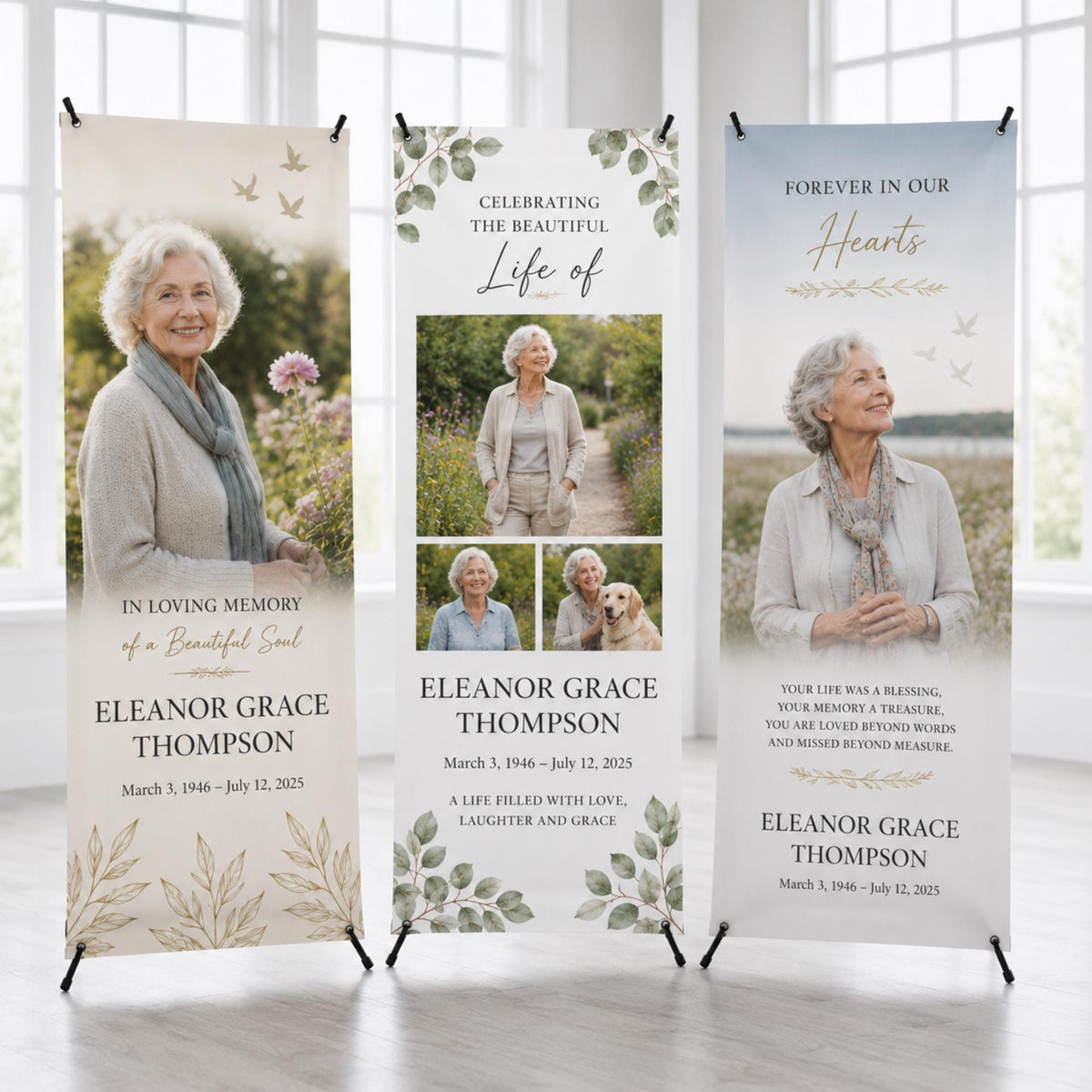 Custom memorial X-banner display — gallery image 3.