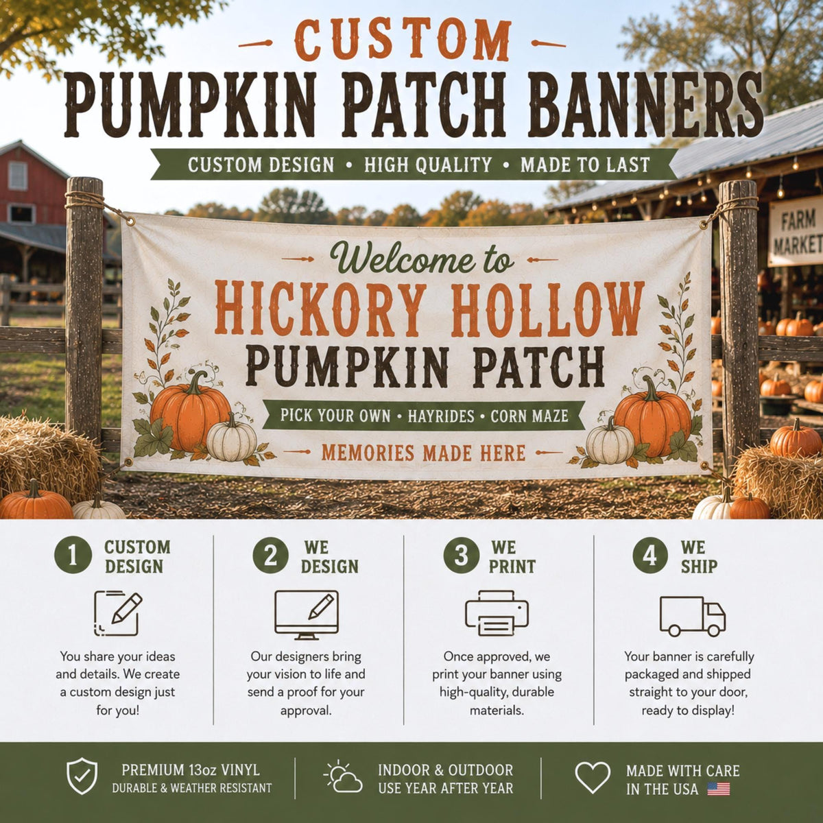 Custom pumpkin patch and fall festival banner — product gallery image 5.