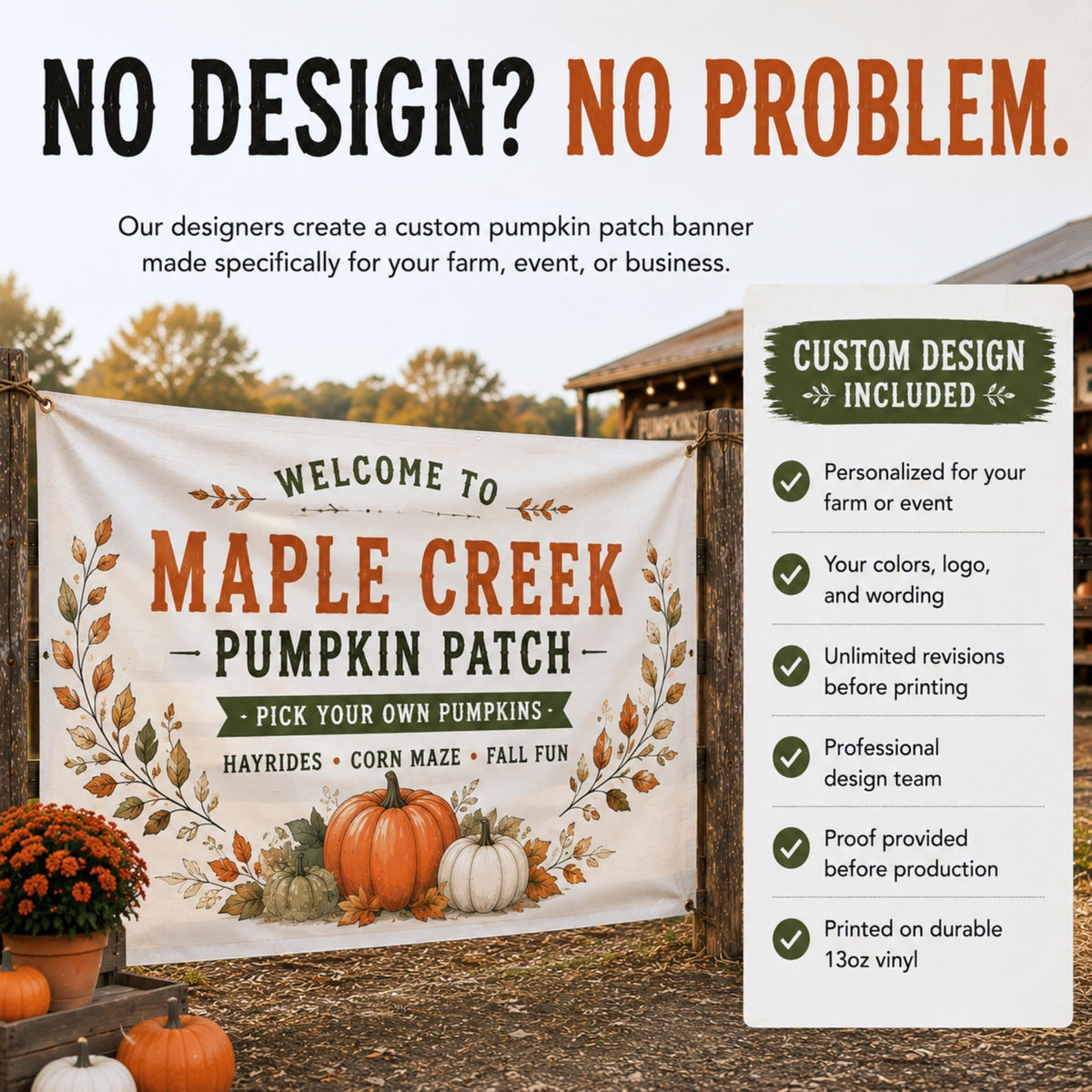 Custom pumpkin patch and fall festival banner — product gallery image 9.