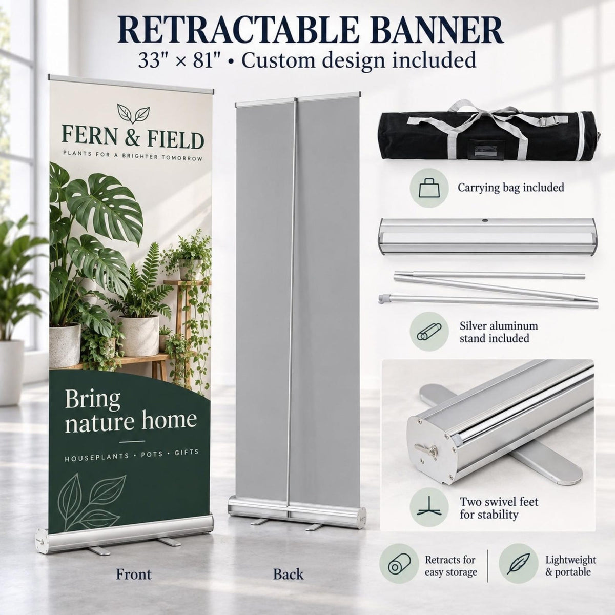 Custom vendor booth bundle with tent top banner, vinyl table runner and optional retractable banners — photo 7