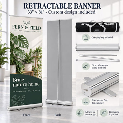 Custom vendor booth bundle with tent top banner, vinyl table runner and optional retractable banners — photo 7