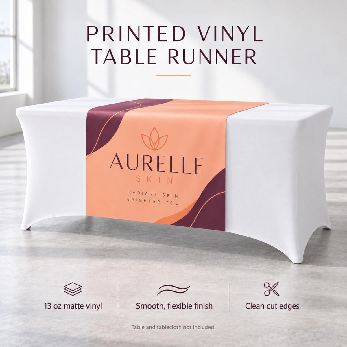 Aurelle Skin vinyl runner showing smooth 13 oz matte vinyl and clean-cut edges