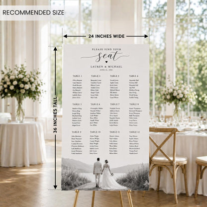 Photo wedding seating chart size illustration