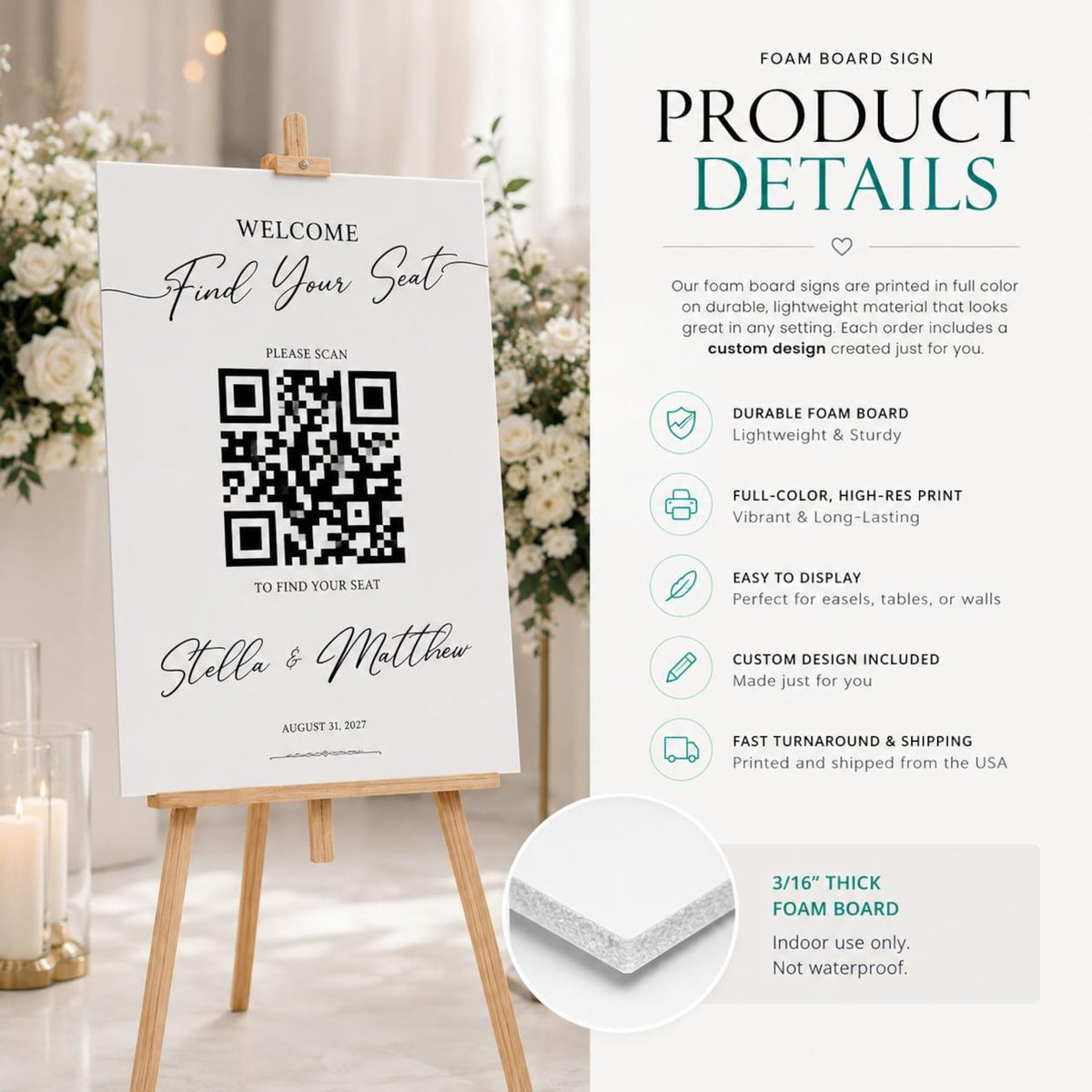 Foam board seating sign material and product details